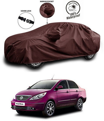 ANTHUB Car Cover For Tata Manza (With Mirror Pockets)(Brown)