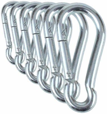 SIGNATRON Carabiner/Hook Swing Connector/Heavy Duty Multipurpose (Silver) - Pack of 6 Locking Carabiner(Silver)