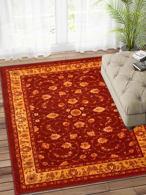 STATUS Maroon Polyester Carpet(3 ft,  X 5 ft, Rectangle)