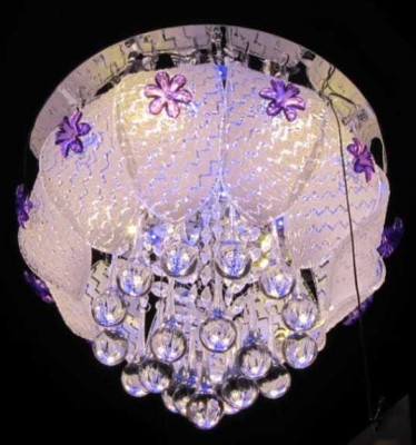 Shri Mahal Antiques 300 MM LED Chandelier Light Chandelier Ceiling Lamp(White, Purple)