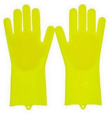 RBGIIT Magic Silicone Gloves Scrubbing Gloves for dishes, dishwashing gloves with scrubbers, dish gloves for kitchen, car wash, and pet care Wet and Dry Glove Set(Medium Pack of 2)