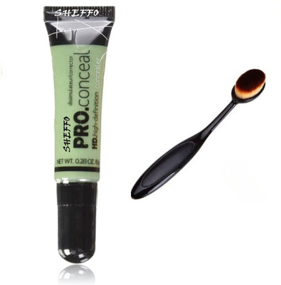 SHEFFO HD PRO Conceal Green Corrector Concealer With Oval Foundation Brush(2 Items in the set)