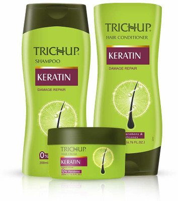 TRICHUP Keratin Kit (Shampoo 200 ml, Conditioner 200 ml, Hair Cream 200 ml)(3 Items in the set)