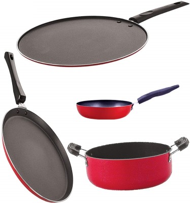 NIRLON FT12_CVG_ST12_CS24 Non-Stick Coated Cookware Set(PTFE (Non-stick), Aluminium, 4 - Piece)