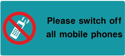 VVWV Please Switch Of All Mobile Phones Sign Sticker Emergency Sign