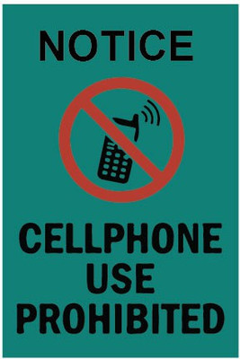 VVWV CELLPHONE USE PROHIBITTED SIGN STICKER Emergency Sign