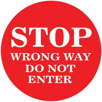 VVWV STOP WRONG WAY DO NOT ENTRY SIGN STICKER Emergency Sign