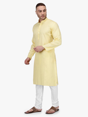 Rajubhai Hargovindas Men Solid Straight Kurta(Beige)