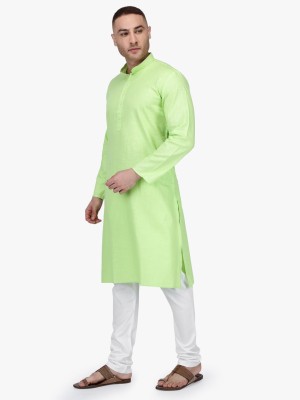 Rajubhai Hargovindas Men Solid Straight Kurta(Light Green)