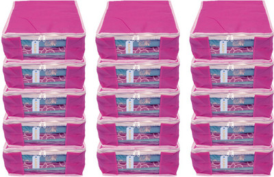 Ajabh High Quality Fancy Non-Woven Hight Saree Cover Garment storage bag Pack of 15 NSP0021(Pink)