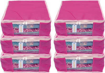 Ajabh High Quality Fancy Non-Woven Hight Saree Cover Garment storage bag Pack of 6 NSP0015(Pink)