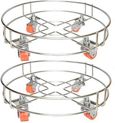 IRONTECH Heavy Stainless Steel Gas Cylinder Trolley With Wheel | Gas Trolly | Lpg Cylinder Stand | Gas Trolly Wheel |Cylinder Trolley with Wheels | Cylinder Wheel Stand Gas Cylinder Trolley(Red, Silver)