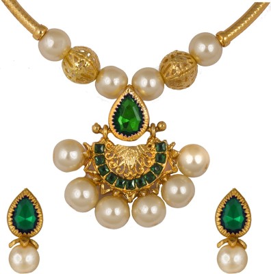 piah fashion Alloy Gold-plated Green Jewellery Set(Pack of 1)