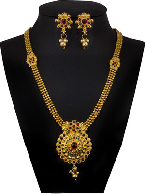 piah fashion Alloy Gold-plated Gold Jewellery Set(Pack of 1)
