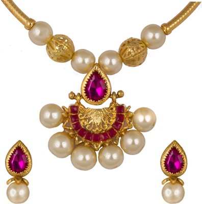 piah fashion Alloy Gold-plated Gold Jewellery Set(Pack of 1)