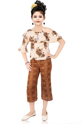 ADITI FAB Girls Party(Festive) Capri Top(Brown)