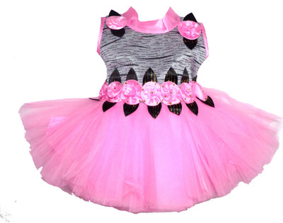 kids fashion hub Baby Girls Midi/Knee Length Festive/Wedding Dress(Pink, Sleeveless)