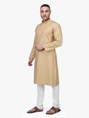 Rajubhai Hargovindas Men Solid Straight Kurta(Beige)
