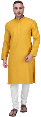 Rajubhai Hargovindas Men Solid Straight Kurta(Yellow)