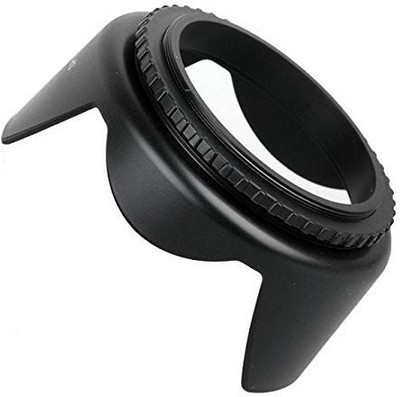 SUPERNIC 58mm Lens Hood Screw Mount Petal Crown Flower Shape for Canon eos rebel 1000D 1100D 550D 600D 60D 650D 18-55MM 55-250MM LENS with microfiber cloth free  Lens Cap(Black, 58 mm)