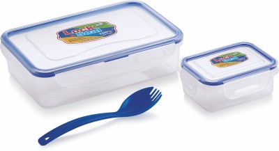 SKI Transparent Lock and seal 800 Plastic Lunch Box 2 Containers Lunch Box(800 ml)