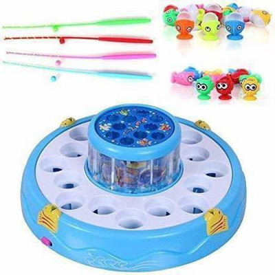 RTW COLLECTIONS Lovely Cartoon Fishing Game Toy Set | Rotating Boards with Two Fish Pools (Blue)(Blue)