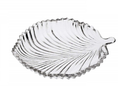 DULARIYA Durable and Lightweight Leaf Shape Tray Glass Plate for Dry Fruits/Snacks/Fruits 1 pcs Tray(Microwave Safe)