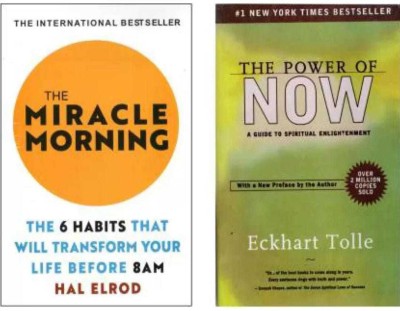 Set 2( Two) Self Help Books-The Miracle Morning &Power ... Paperback, HAL ELROD AND ECKHART TOLLE(Paperback, HAL ELROD AND ECKHART TOLLE)