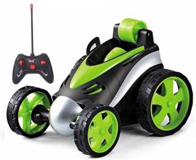 AKCOLLECTION Remote Control Stunt Car Vehicle 360°Rotating Rolling Radio Control Electric Racing Car(Green)