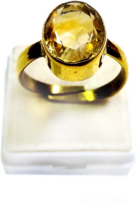 PRIYANSHU NAVRATN Certified Sunela Ring 5.50 to 6.25 Ratti Original Citrine Sunela Ring Substitute of Pukhraj Gem Stone for Men Women Stone Citrine Gold Plated Ring