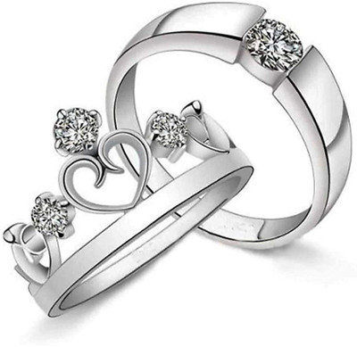 Uprising Store Adjustable Couple Rings for lovers in silver stylish Alloy Alloy Silver Plated Ring Set