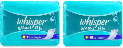 Whisper Maxi Fit Sanitary Pads -15+15 Pads (Regular) Sanitary Pad(Pack of 2)