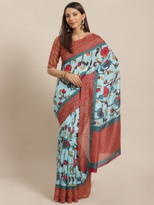 Ratnavati Printed Bollywood Silk Blend Saree(Blue)