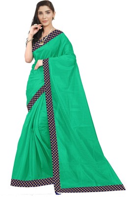 Suali Solid/Plain Bollywood Art Silk Saree(Dark Green)