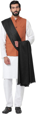 Feathers Polyester Wool Blend Solid Men Shawl(Black)