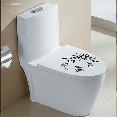 LYOMAN 59 cm toiletflower-blk Self Adhesive Sticker(Pack of 1)