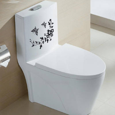 LYOMAN 59 cm toiletflower-blk2 Self Adhesive Sticker(Pack of 1)