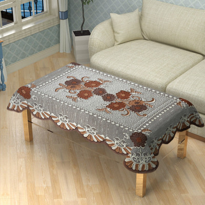 Style your home Abstract 4 Seater Table Cover(Coffee, Cotton)