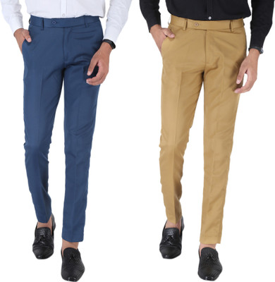 SREY Slim Fit Men Blue Trousers