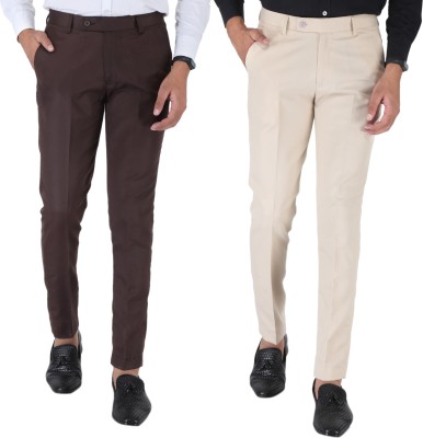 SREY Slim Fit Men Brown Trousers