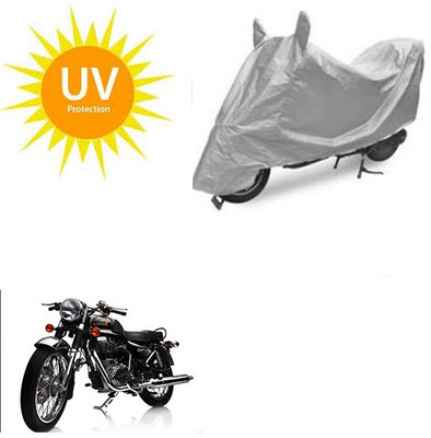 SRENTERPRISES Two Wheeler Cover for Royal Enfield(Electra Delux, Silver)