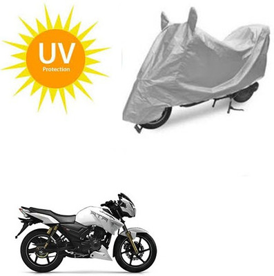 SRENTERPRISES Two Wheeler Cover for TVS(Apache RTR 180, Silver)