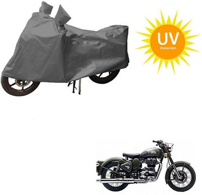 RPSENTTERPR Waterproof Two Wheeler Cover for Royal Enfield(Battle Green, Grey)