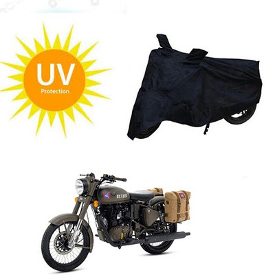 saanvi Waterproof Two Wheeler Cover for Royal Enfield(Classic 500, Black)
