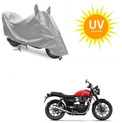 SRENTERPRISES Two Wheeler Cover for Triumph(Twin spark, Silver)