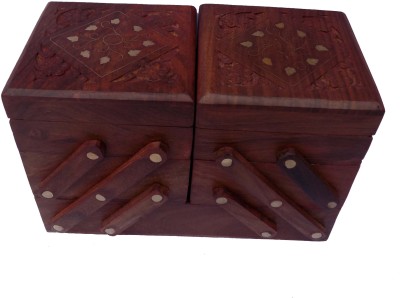 Handicraft SHEESHAM WOOD INLAY AND CARVING WORK SLIDER BOX JEWELLERY Vanity Box(Brown)