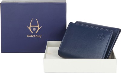 HideChief Men Blue Genuine Leather Wallet(9 Card Slots)