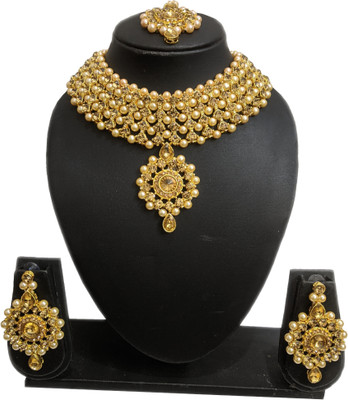 Anu Jewellery Zinc, Alloy Gold-plated Gold Jewellery Set(Pack of 1)
