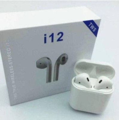 GLowcent TWS-i12 Bluetooth Headset Twins Wireless Earbuds with charging case C140 Bluetooth Headset(White, True Wireless)