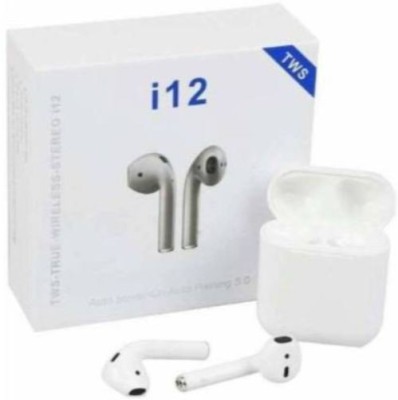 GLowcent TWS-i12 Bluetooth Headset Twins Wireless Earbuds with charging case C150 Bluetooth Headset(White, True Wireless)